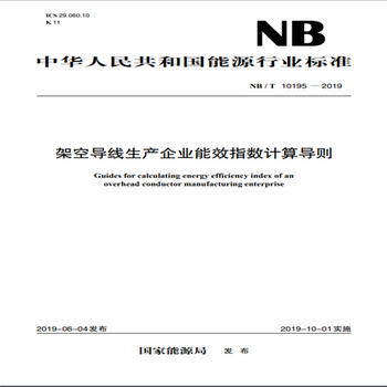NB/T 10195—2019 架空導線生產企業能效指數計算導則